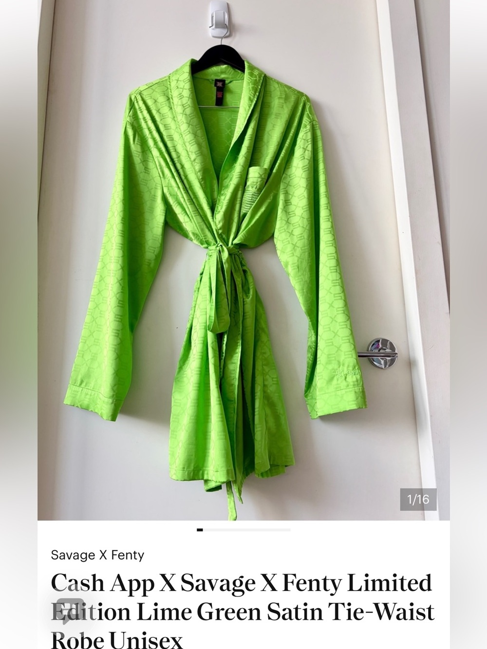 Savage X Fenty Neon Lime Satin Robe